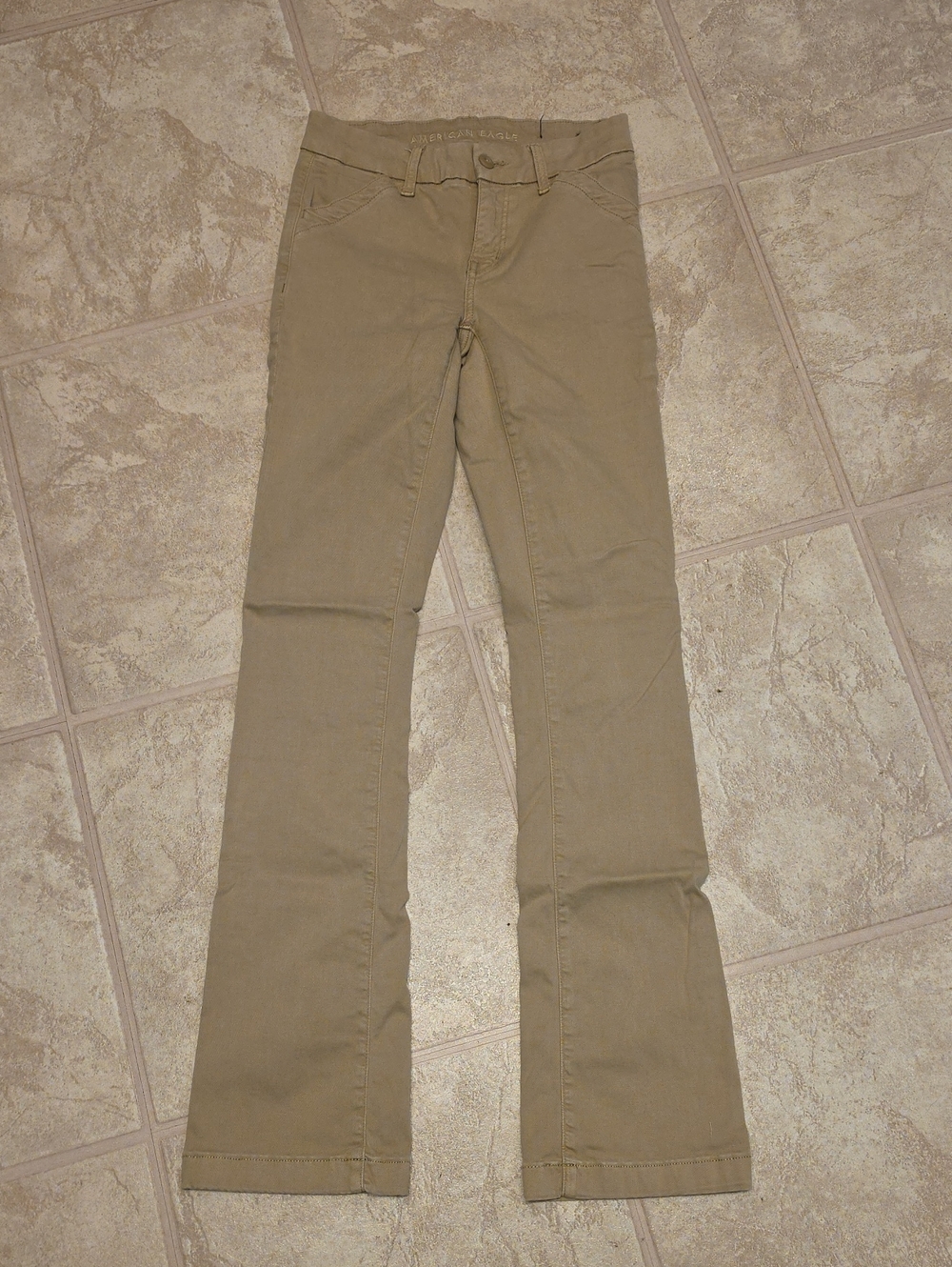 AE Stretch Low-Rise Kick Bootcut Khaki Pant